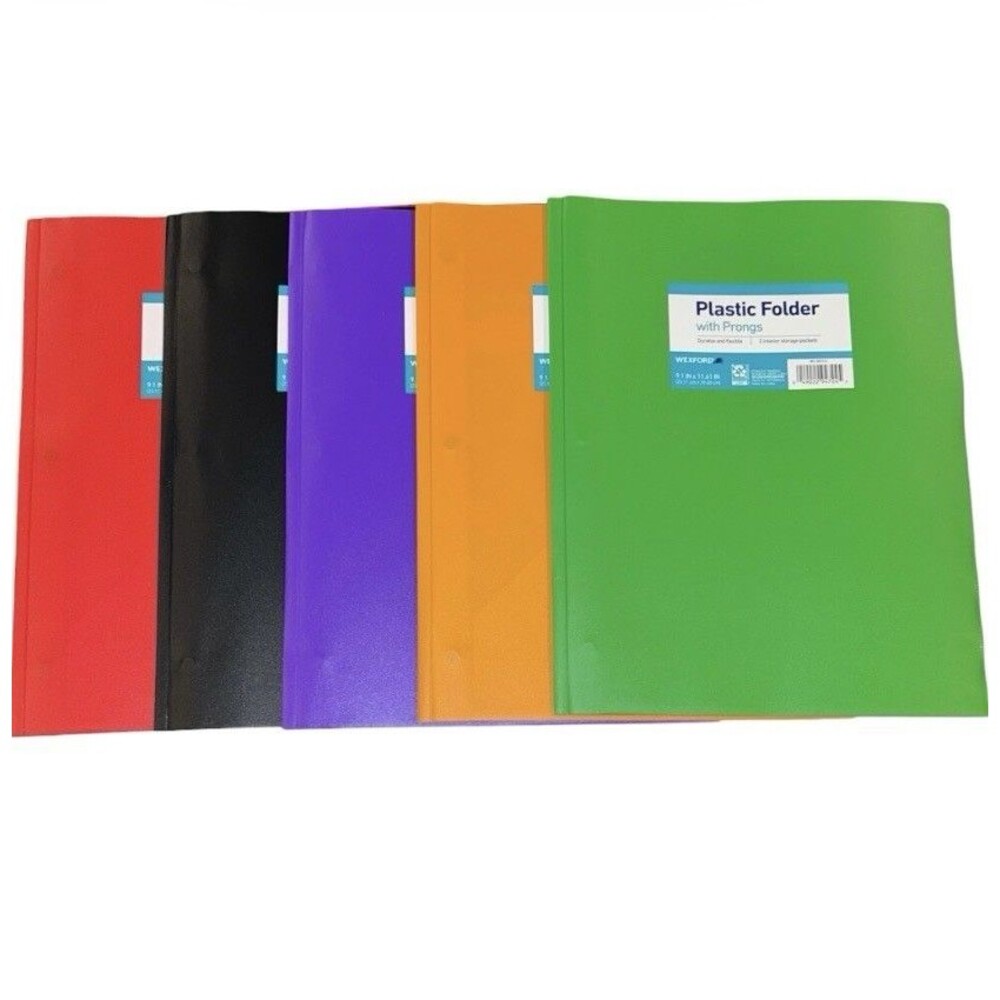 5x Wexford Plastic Folder w/ Prongs 2 Pocket 9.1x11.61"